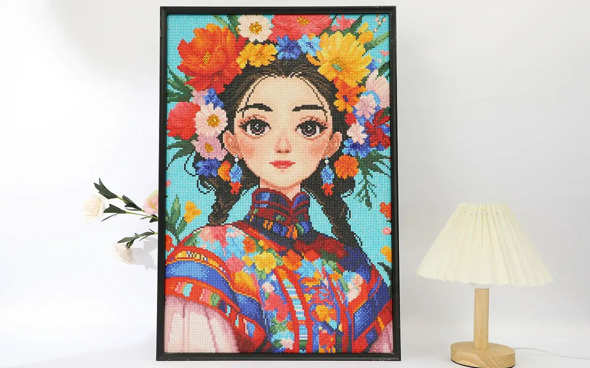 The colorful Chinese-style full drill diamond painting kit.