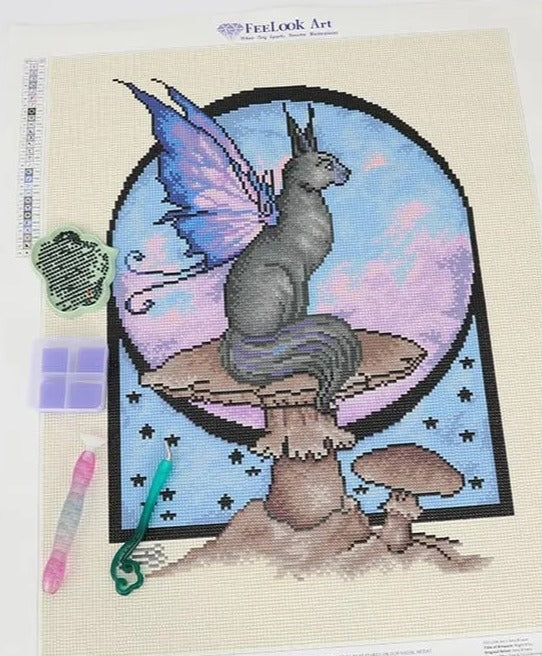Night Kitty diamond painting artwork for feature image and blog cover - FEELOOK Art