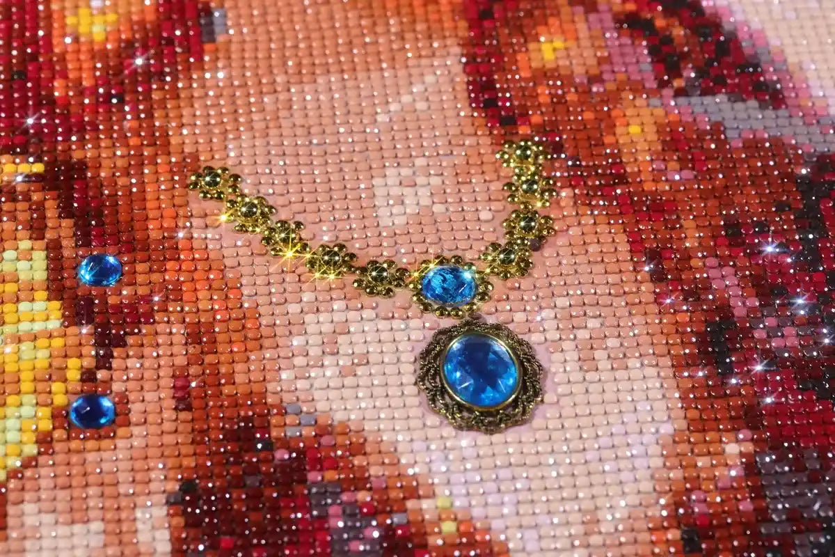 Freya goddess diamond art finished artwork with rich gold and jewel details - FEELOOK Art