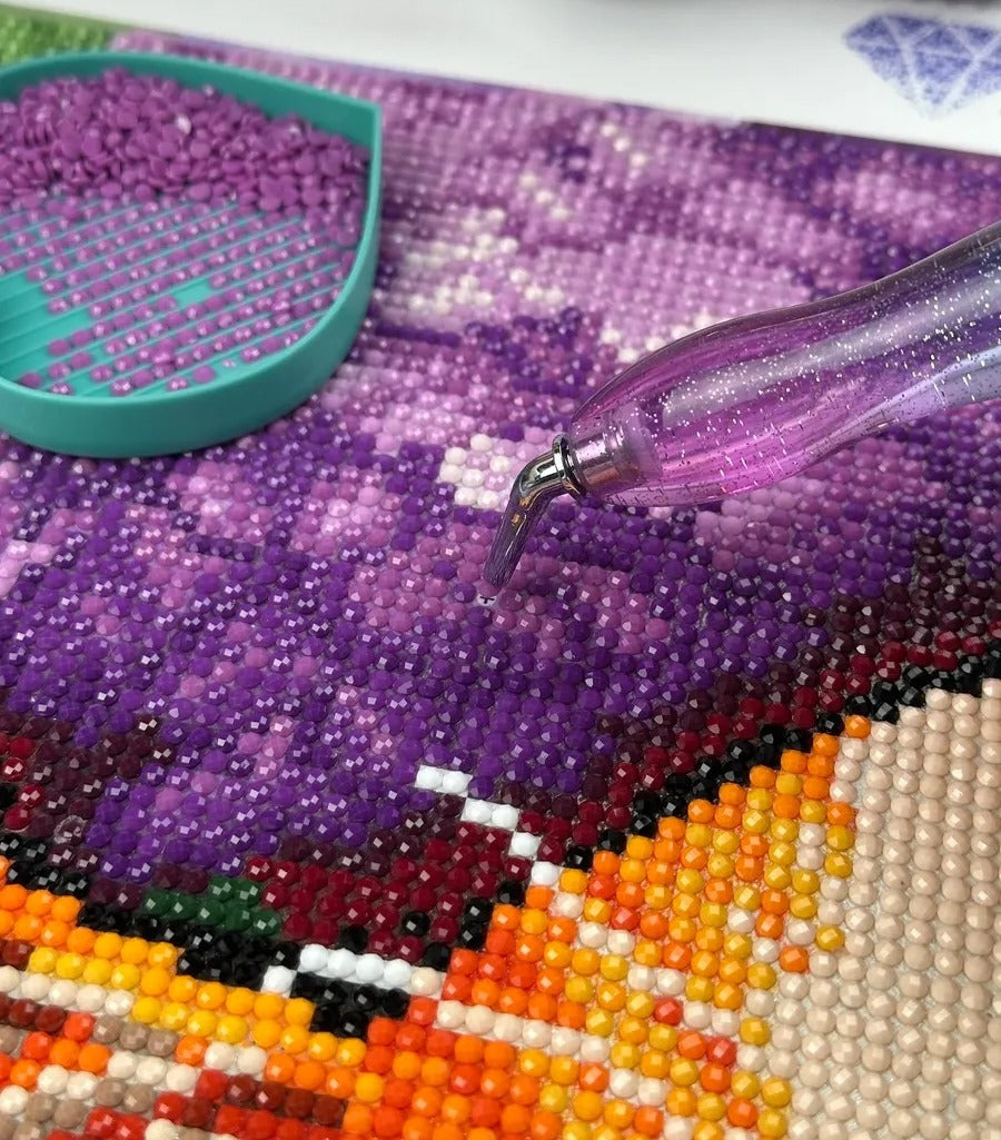 Close-up of resin drills in diamond painting showing vibrant colors, sparkling facets, and smooth texture - FEELOOK Art