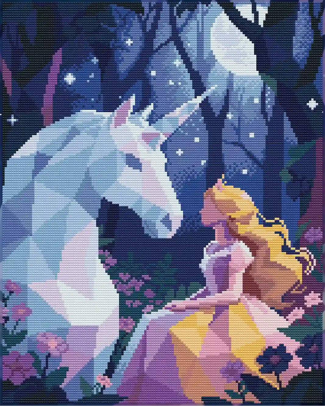 Enchanted Princess Duo finished diamond painting, sparkling princess and unicorn artwork, high-definition diamond art display - FEELOOK Art