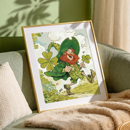 Shamrock Sprinter diamond painting living room decor, lucky clover art display - FEELOOK Art