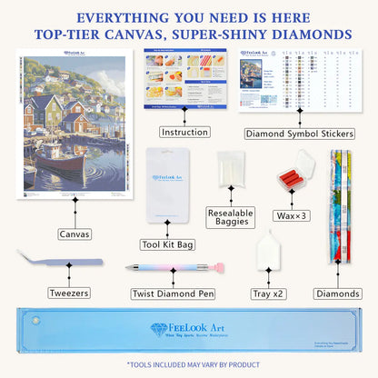 Anchor's Rest 5D diamond painting kit: full set including diamonds, canvas & tools - FEELOOK Art