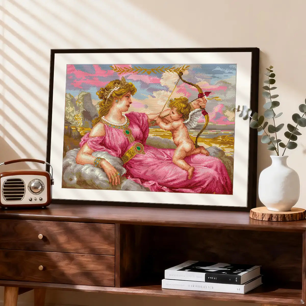 Aphrodite diamond painting wall decor styled in a cozy home setting with natural light and modern furniture - FEELOOK Art