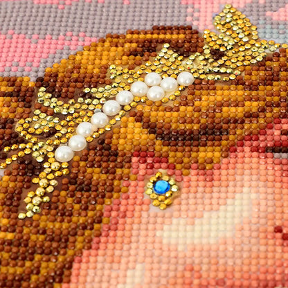 Detailed texture view of Aphrodite diamond art kits highlighting the iridescent sea background, delicate facial features, and shimmering diamond accents on her gown -FEELOOK Art