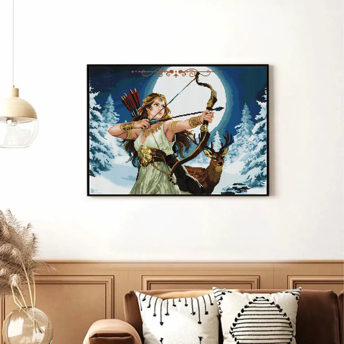 Artemis diamond painting displayed in a serene home setting with mystical vibes – FEELOOK Art