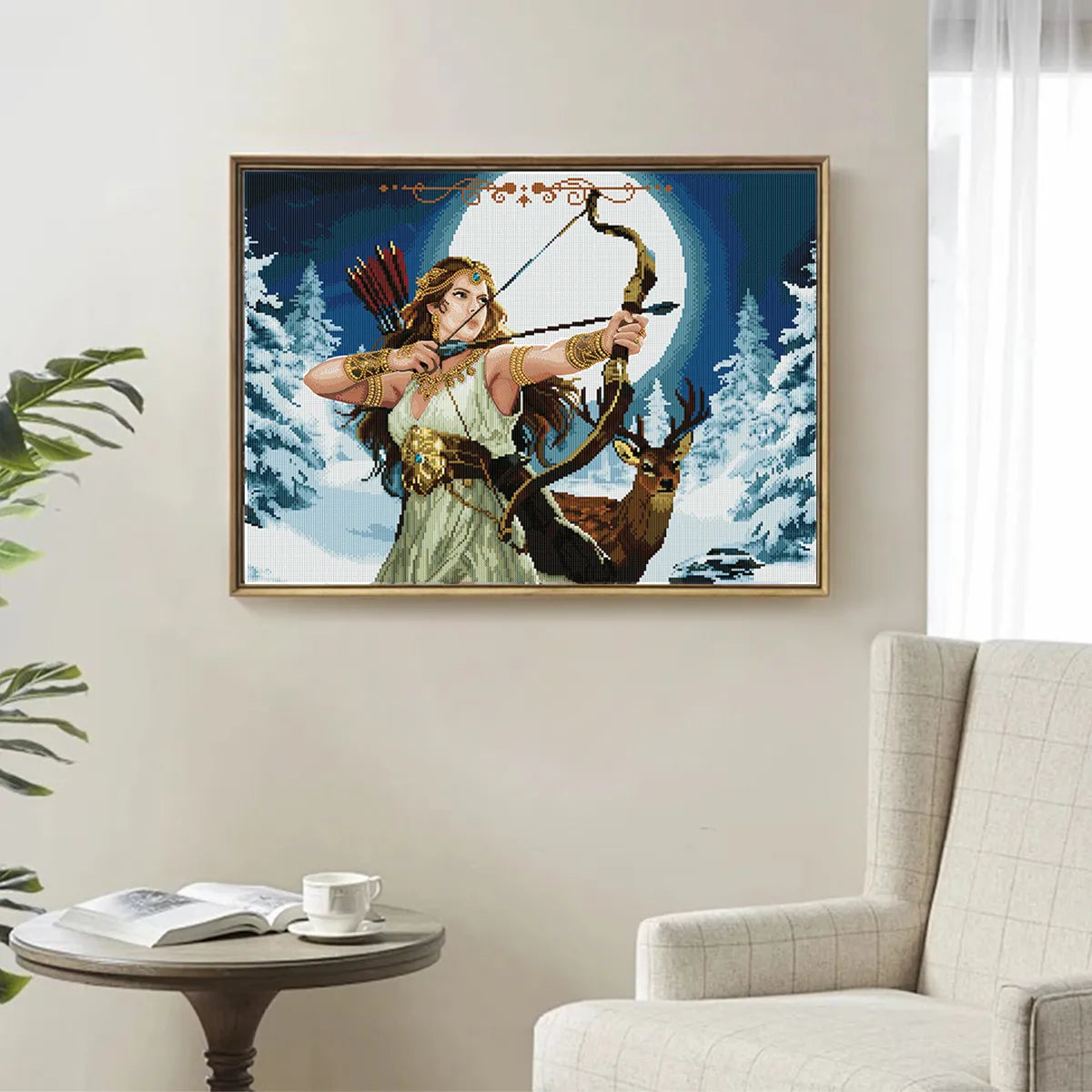 Moonlit-inspired wall art display of Artemis diamond painting – FEELOOK Art