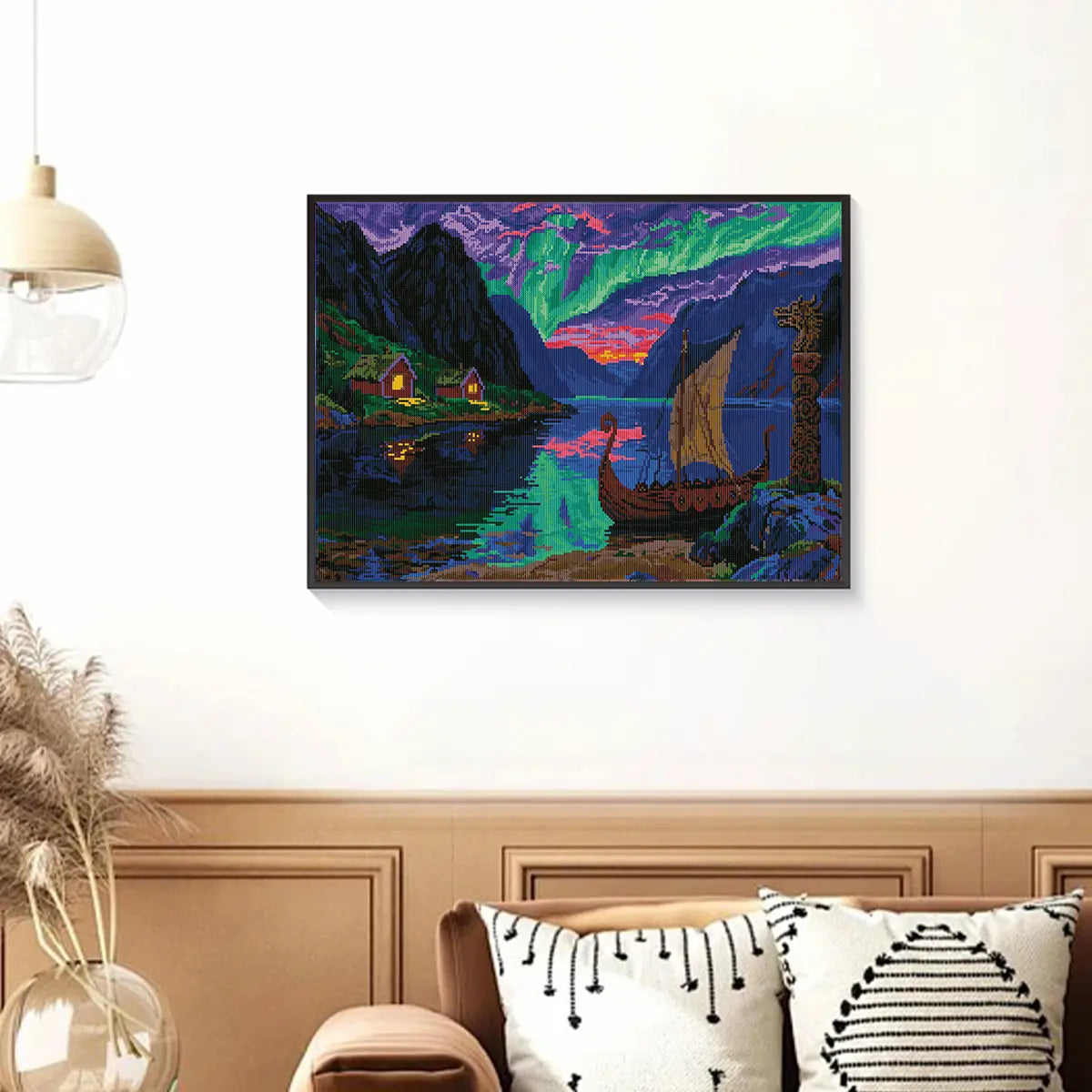 Aurora Fjords diamond painting bringing Nordic mystery and aurora brilliance to home interior – FEELOOK Art
