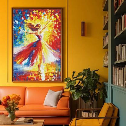 ballet dancer diamond painting on wall, perfect for home decor