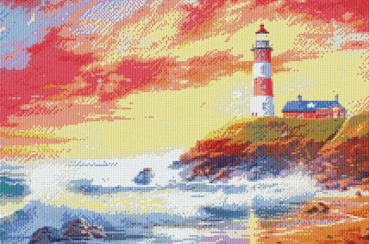 Rendered view of Beach of Hope diamond painting, highlighting the soothing colors of the ocean and sky with delicate beach details.