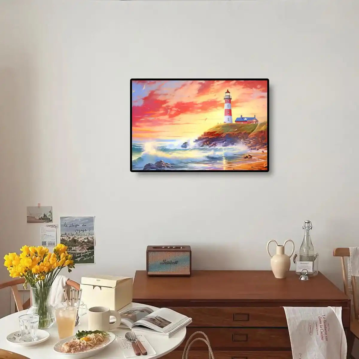 Beach of Hope diamond painting shown in a room setting, adding a peaceful and hopeful ambiance to living spaces or coastal-themed decor.