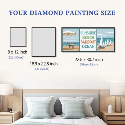 Size chart for Beachside 5D diamond painting: multiple decor options - FEELOOK Art