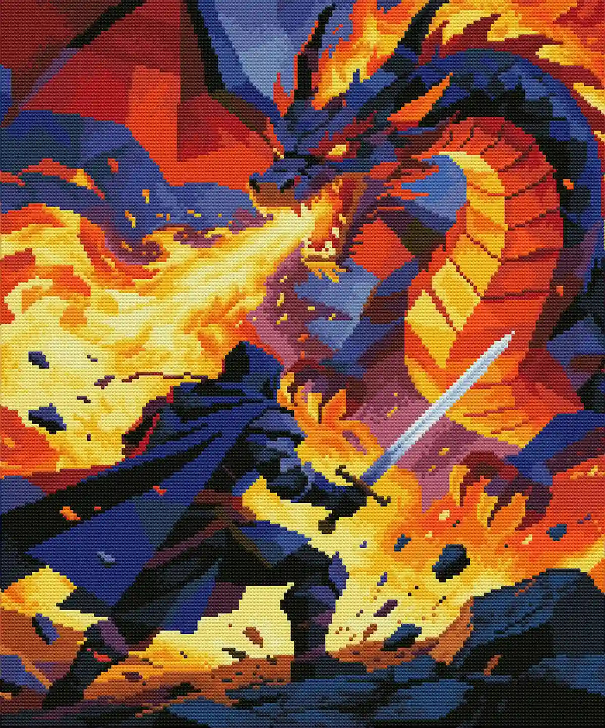Finished Blaze of the Dragon Diamond Painting Artwork Display - FEELOOK Art