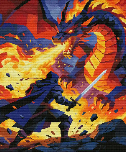 Finished Blaze of the Dragon Diamond Painting Artwork Display - FEELOOK Art