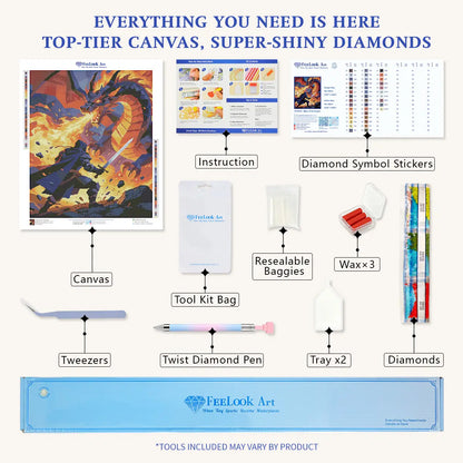 Blaze of the Dragon Diamond Painting Kit Included Tools & Supplies - FEELOOK Art