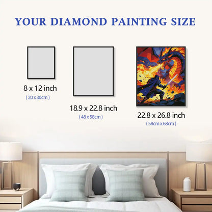 Blaze of the Dragon Diamond Painting Size Comparison Guide Chart - FEELOOK Art