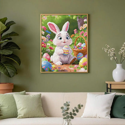 Blissful Bunny diamond painting decorating cozy bedroom wall - FEELOOK Art