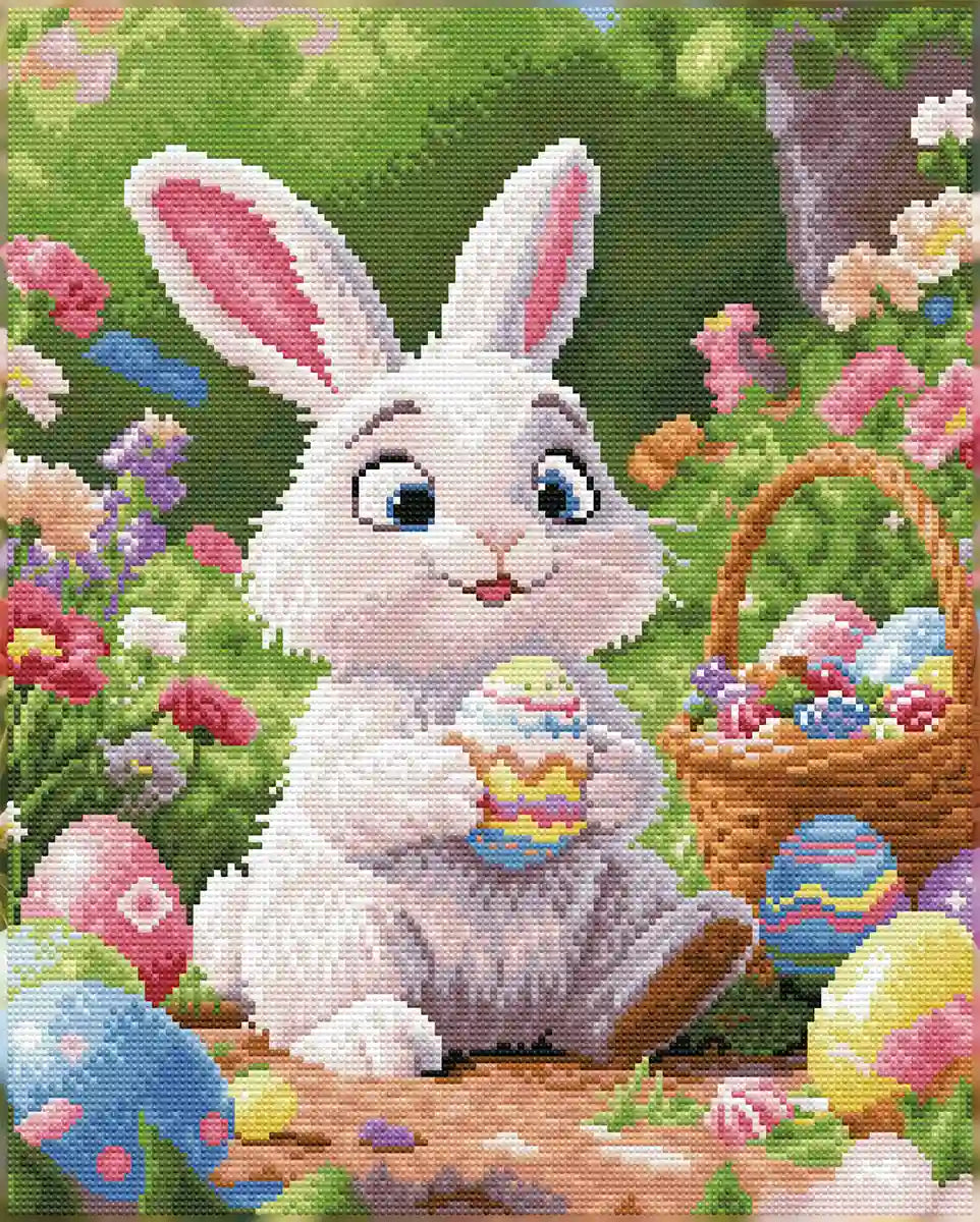 Blissful Bunny Easter diamond painting finished sparkling close-up effect - FEELOOK Art