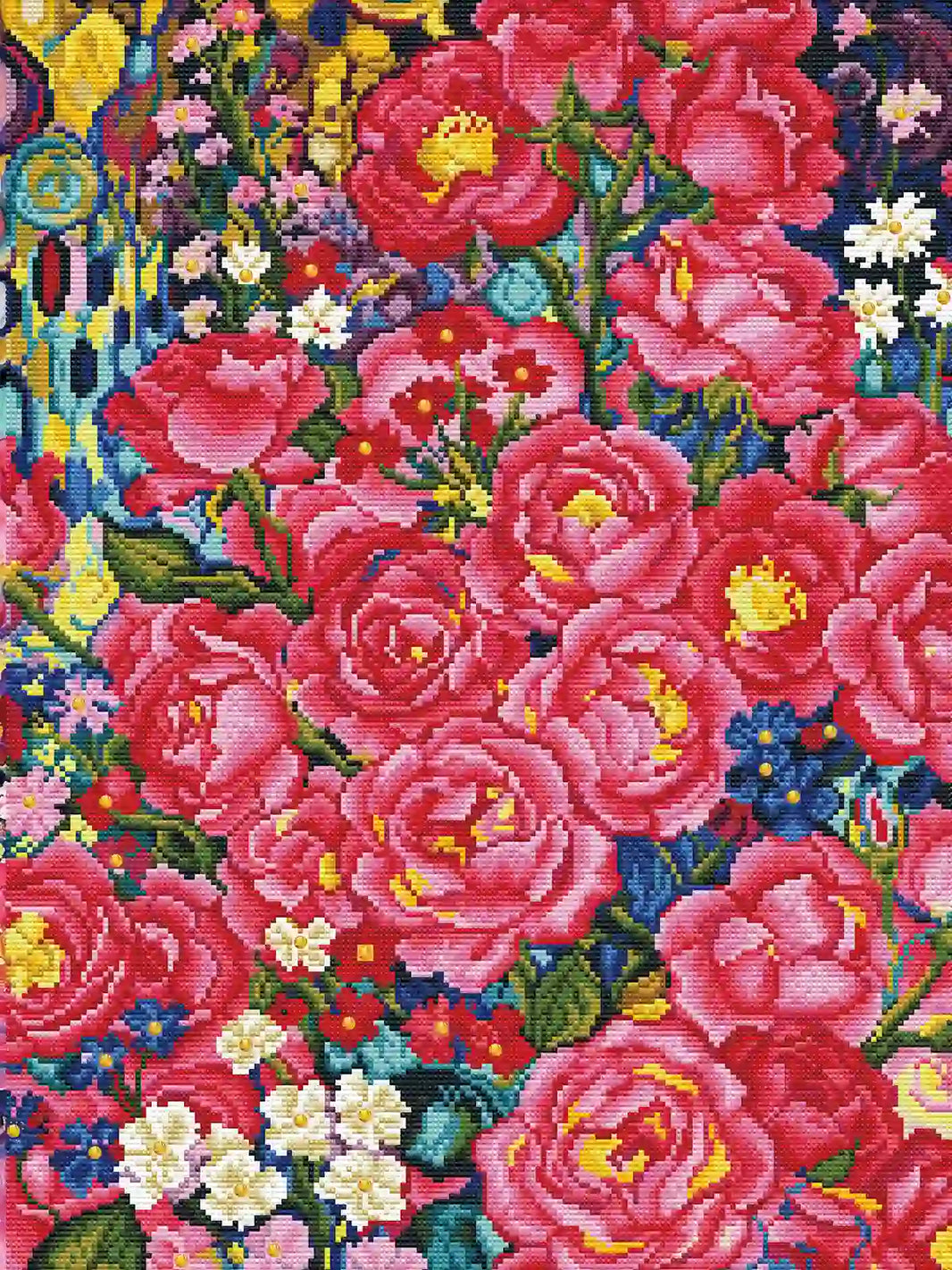 High-definition detail of the Bloom diamond painting showcasing the brilliant shimmer of the finished floral piece – FEELOOK Art