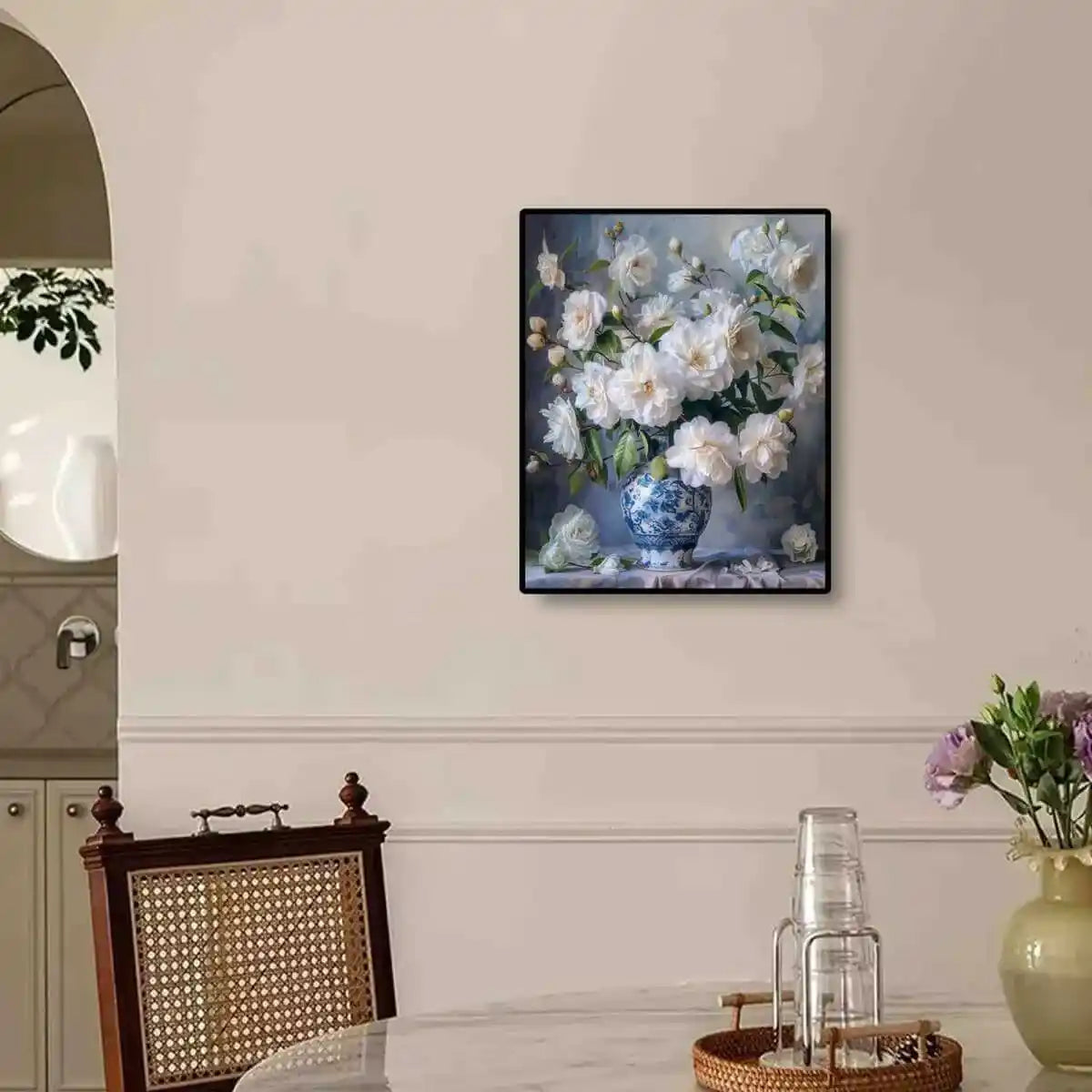 Bloom Peony diamond art on wall, brings elegance to any space.