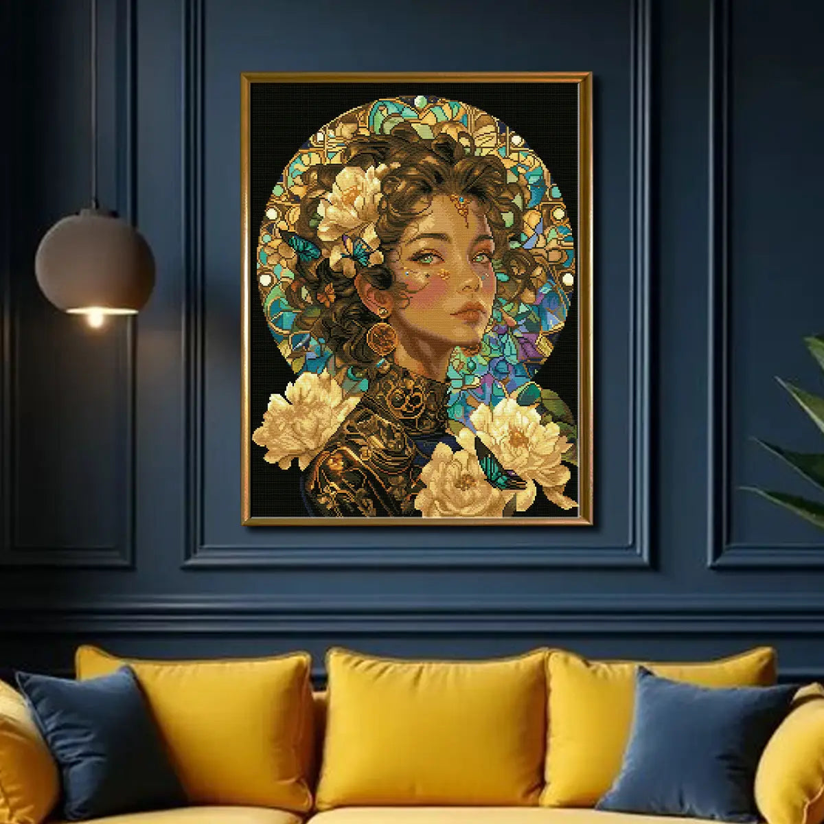 Bloomosaic 5D diamond painting in living room: adds artistic stained-glass charm - FEELOOK Art