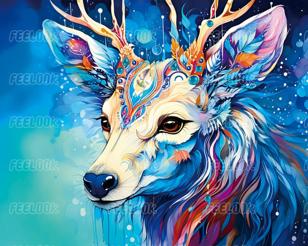 Blue Moose diamond painting kit showcasing the majestic moose, perfect for nature enthusiasts looking for a diamond art kit with stunning wildlife details.