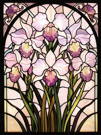 Blush Orchid Glass full drill 5D diamond painting kit with pink stained glass orchid art - FEELOOK Art