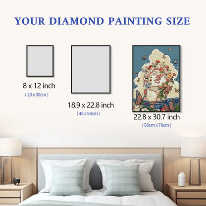 Butterfly Crown diamond painting size comparison chart, standard and custom size reference for DIY craft - FEELOOK Art