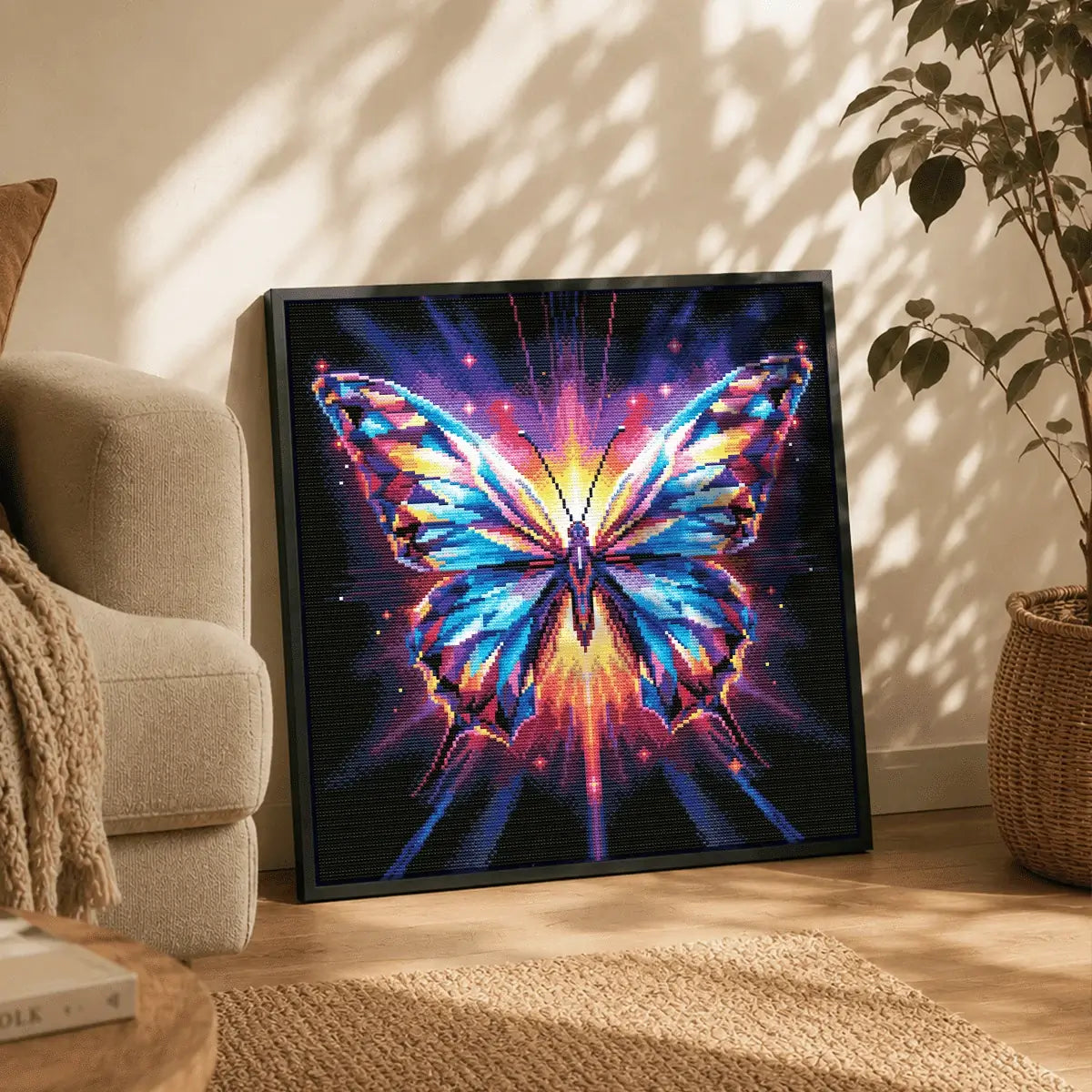 Butterfly diamond art kit styled for creators with resin drills, AB drills and colorful luminous details - FEELOOK Art