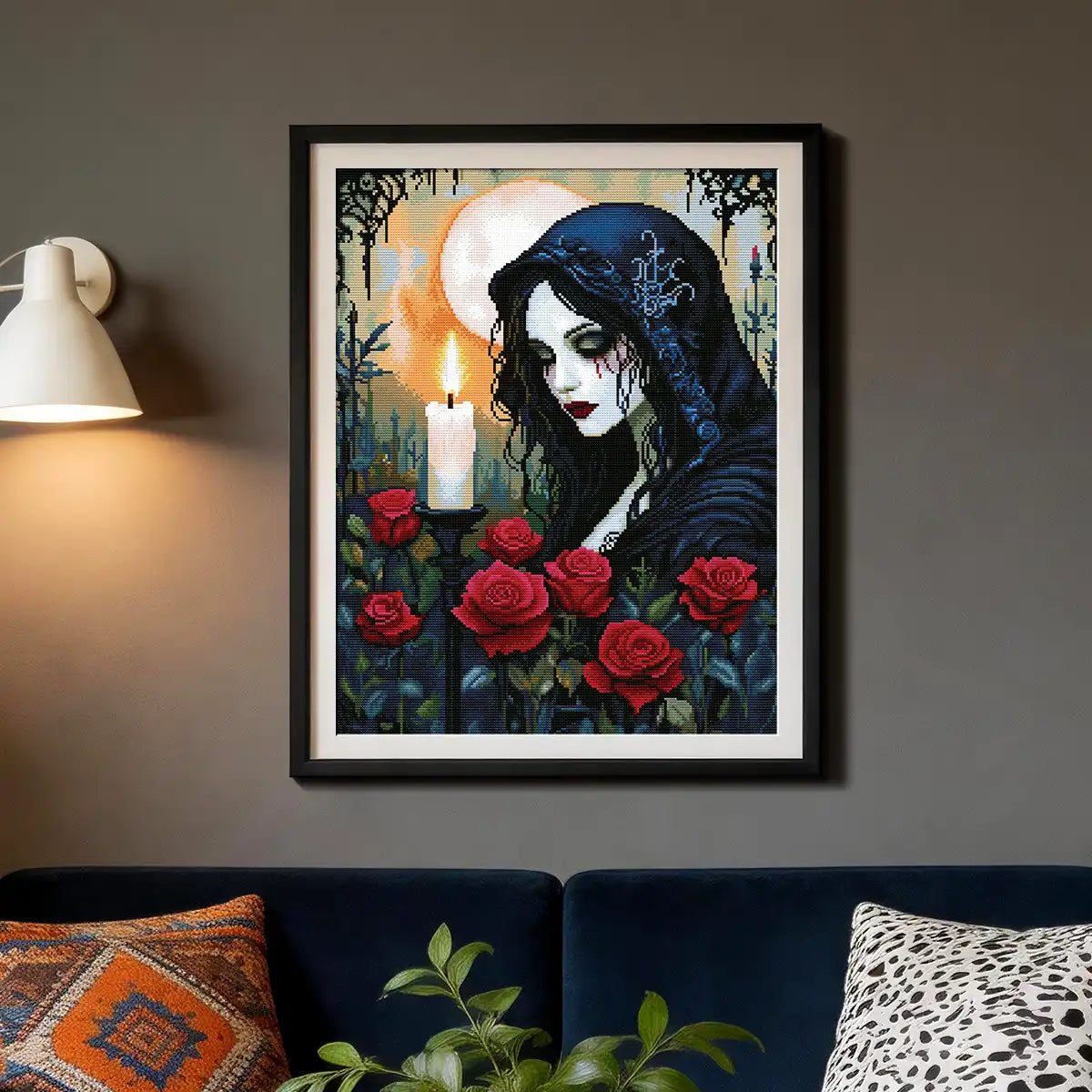 Candlelight and Roses diamond art kit styled for a cozy craft session, ideal for creators and beginners - FEELOOK Art