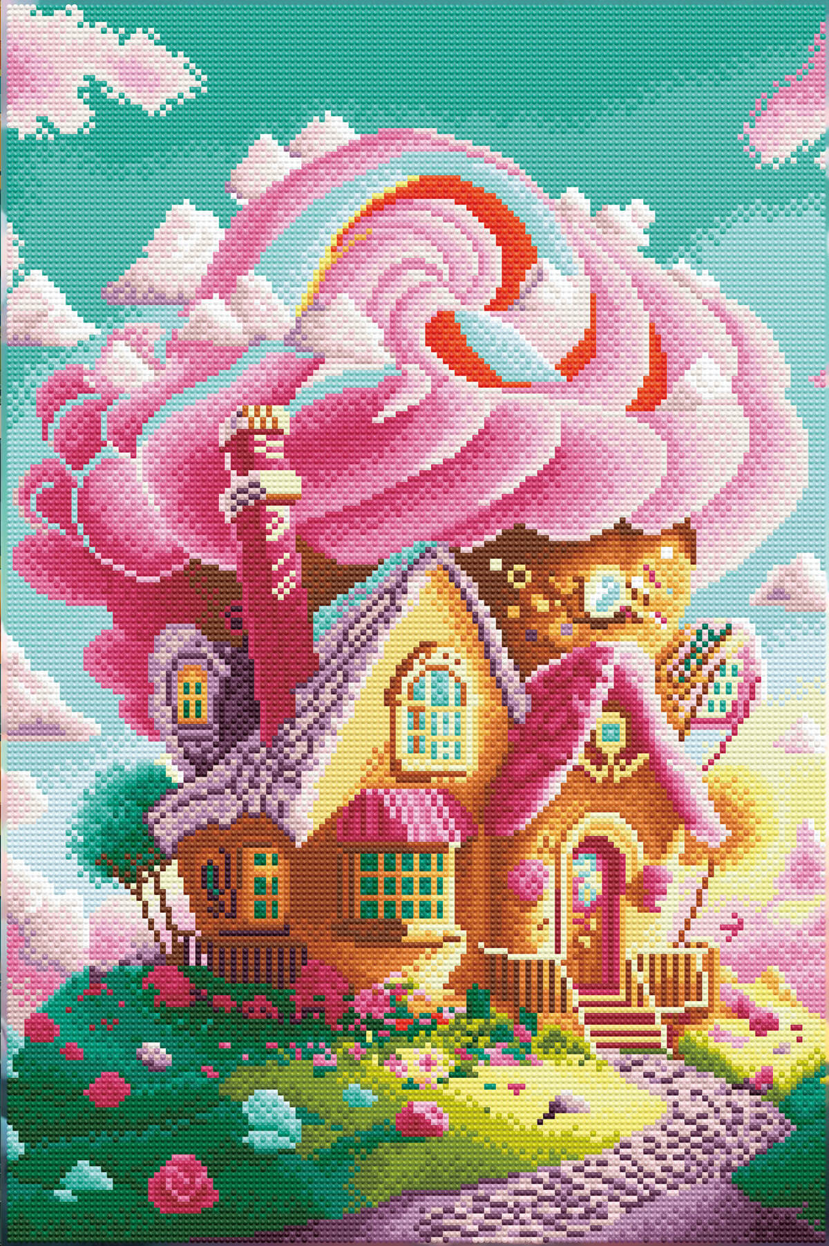 Rendered Candy House diamond art with vibrant colors and sugary details.