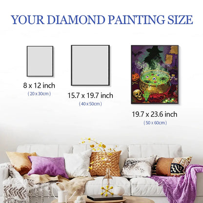 Size reference for Candy House diamond painting with hand for scale – FEELOOK Art