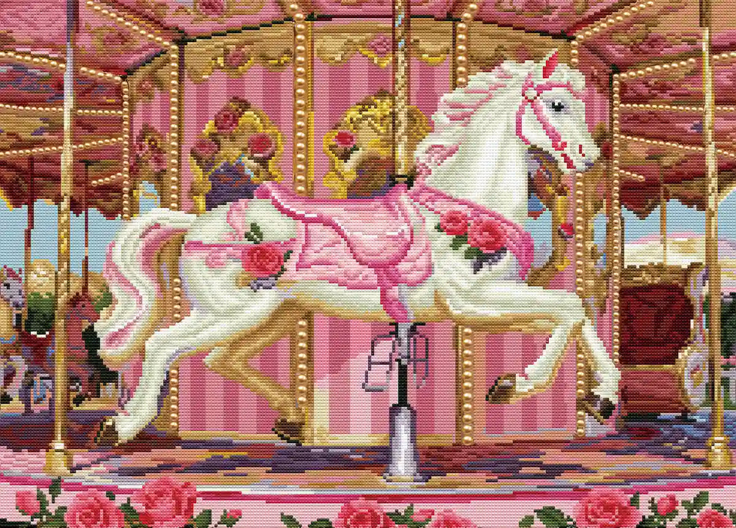 Finished shimmering diamond painting effect of a carousel horse - FEELOOK Art