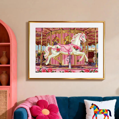 Carousel horse diamond painting as sophisticated home gallery decor - FEELOOK Art