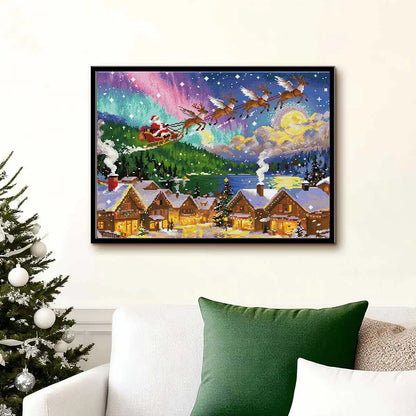 Christmas Town diamond painting filling your space with the enchanting glow of Santa’s night journey – FEELOOK Art