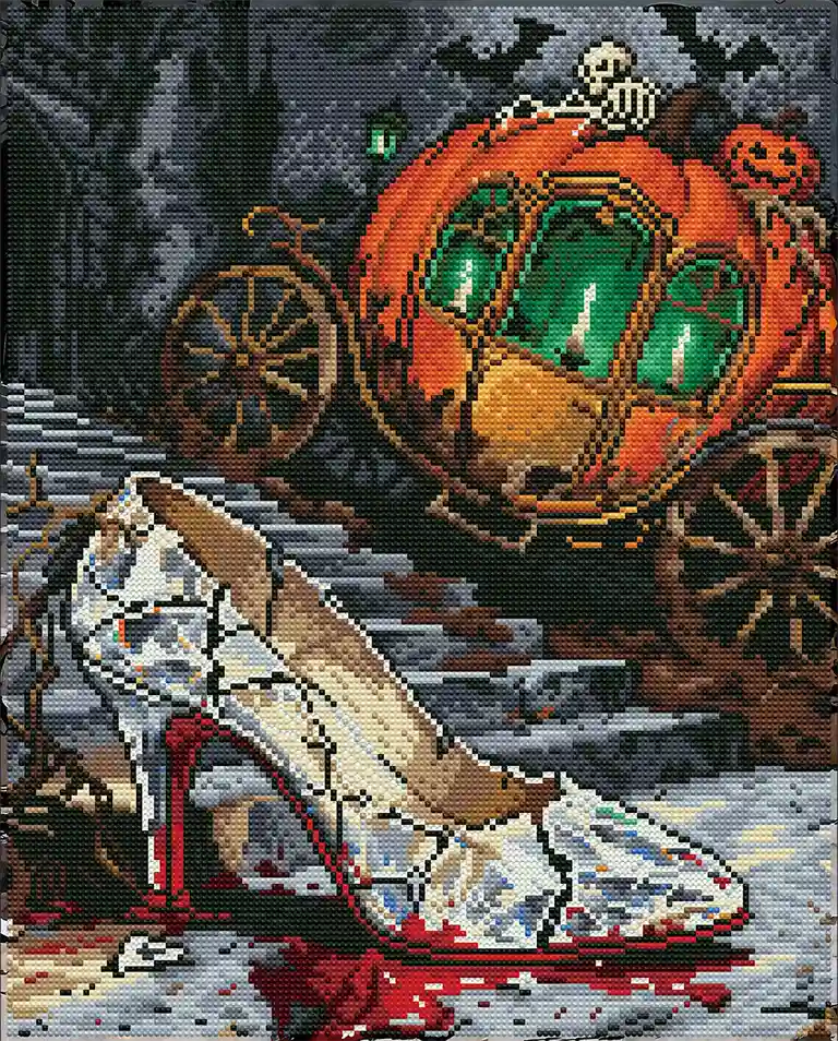 Finished Cinderella diamond art with sparkling details on the princess and castle – FEELOOK Art