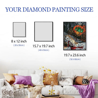 Size reference for Cinderella diamond painting with hand for scale – FEELOOK Art