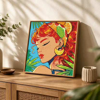 Citrus Muse diamond art kit styled for relaxing craft time with resin drills and fresh citrus colors - FEELOOK Art