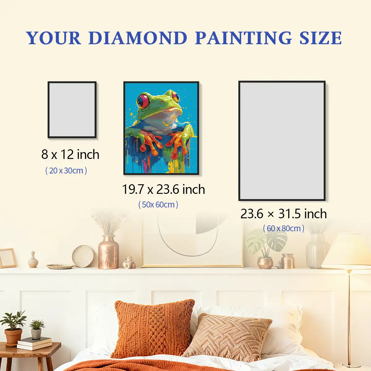 Colorful Amphibian Diamond Painting Size Guide - FEELOOK Art