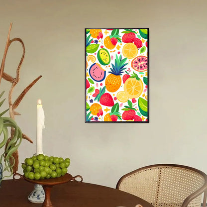 Colorful Fruit diamond painting displayed in a dining area, adding freshness and energy