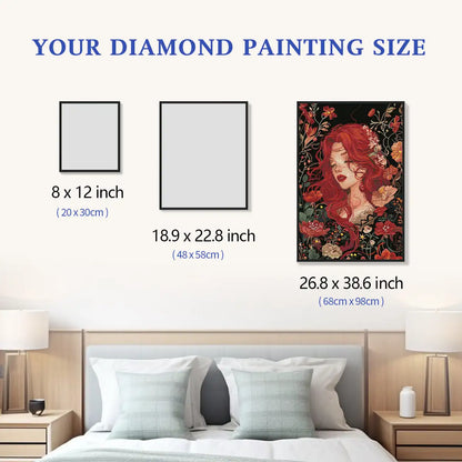 Size chart for Crimson Flora 5D diamond painting: multiple decorative size options - FEELOOK Art