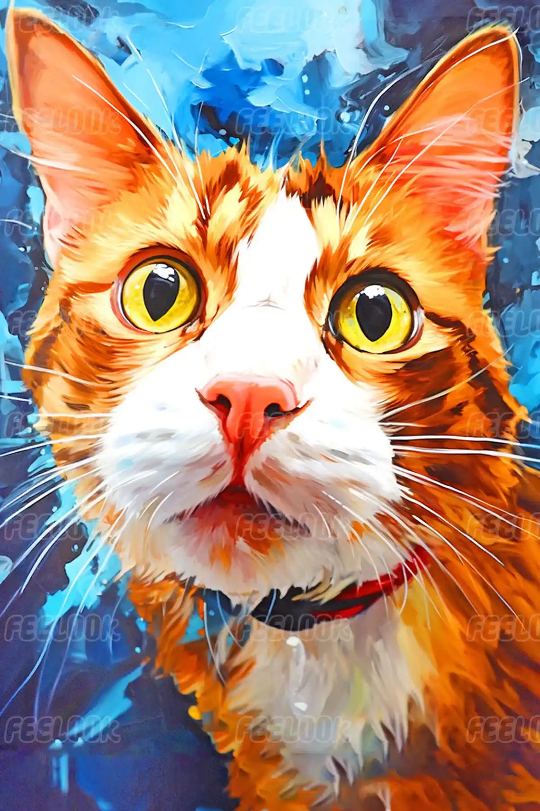 Curious Cat diamond painting full view, showcasing the playful cat design with vibrant colors