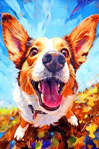 Curious Dog diamond painting full view, showcasing the adorable dog design with vibrant colors