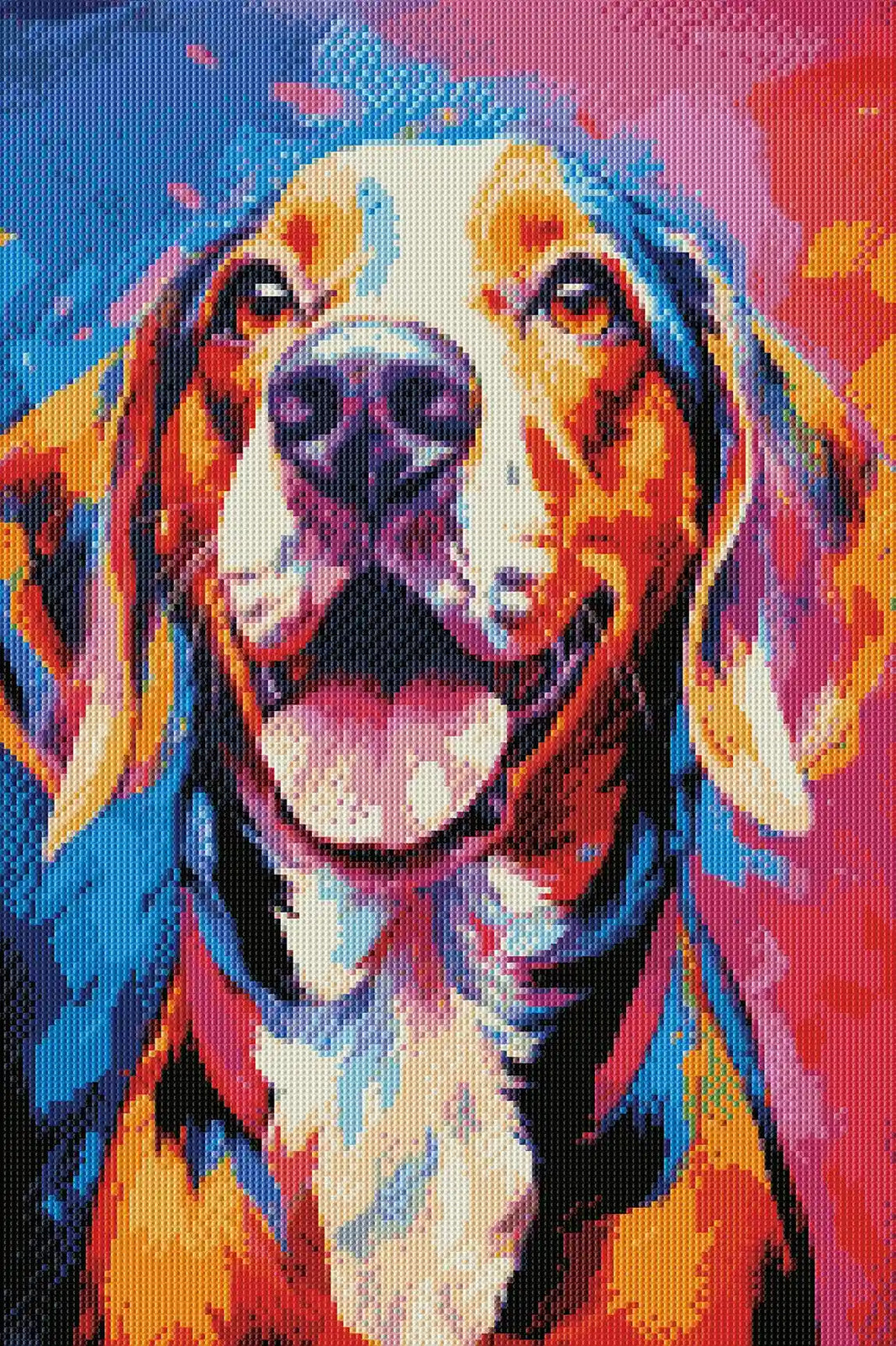 Rendered close-up of Dalmatian diamond painting with round drill sparkle effect

