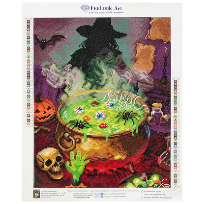 Dark Fairy Tale Candy House diamond painting of whimsical gingerbread candy house with vibrant colors and magical details - FEELOOK Art