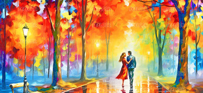 Romantic full drill round diamond painting of a couple under stars, beginner-friendly diamond painting kit for adults.