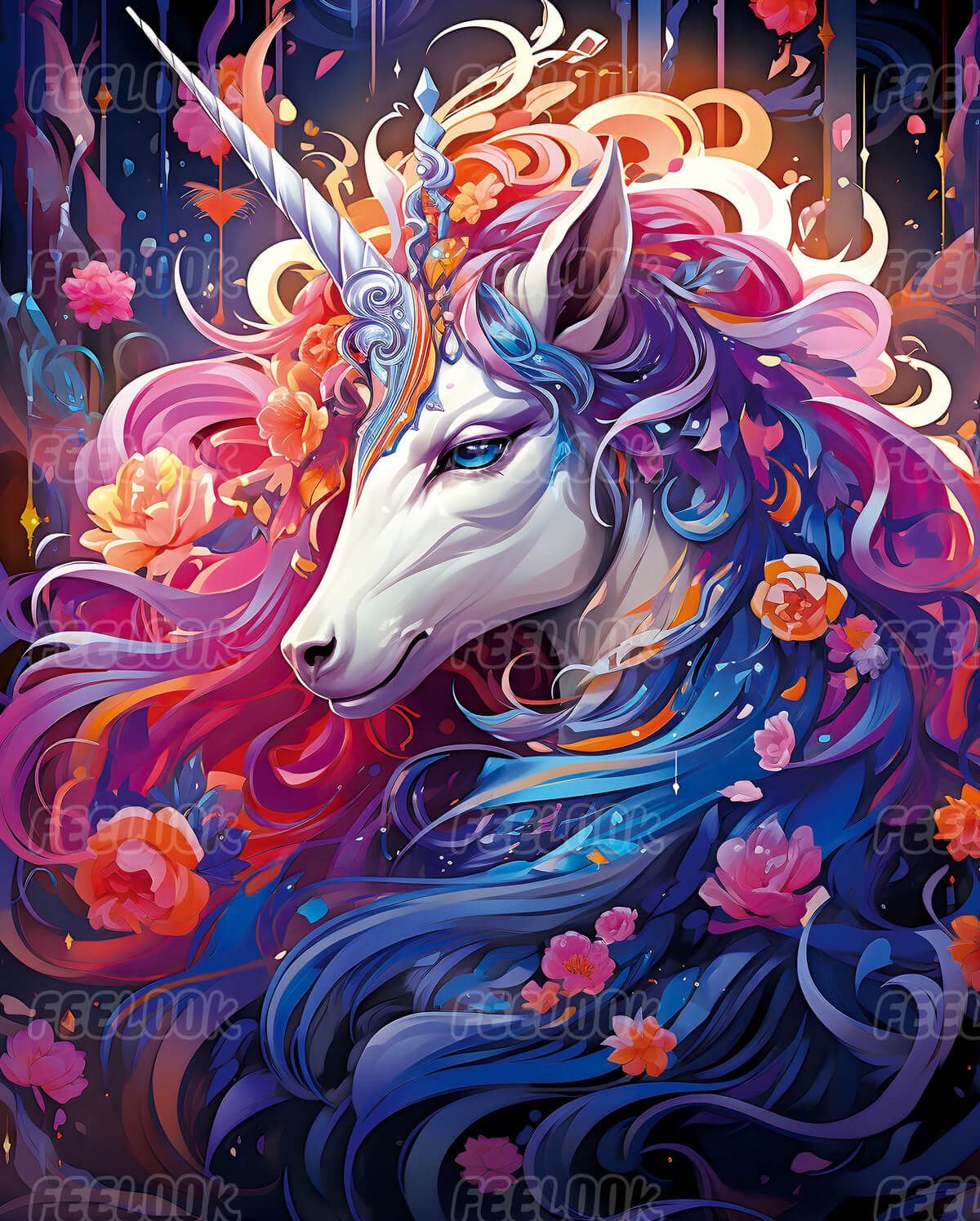 Dazzling Unicorn diamond painting full view, showcasing a magical unicorn with sparkling mane.