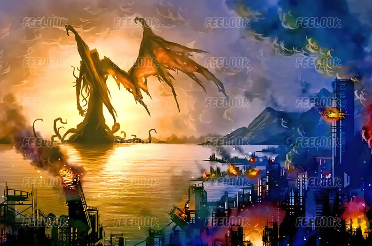 Demon diamond painting with fierce and dark fantasy design.