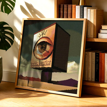 Desert Watcher diamond painting kit displayed as mystical surreal wall art in a modern room - FEELOOK Art