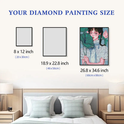 Size chart for Dewy Flora 5D diamond painting: multiple decorative size options - FEELOOK Art